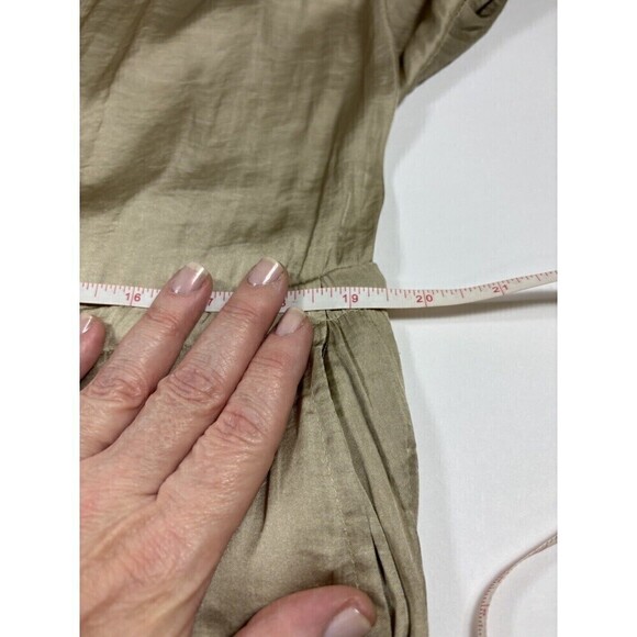NWT Aakaa Vintage Gold Jumpsuit Khaki Shimmer Size Medium Satin Drawstring Waist - Picture 5 of 12